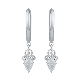 Enchanted Disney Cinderella 0.45 CT. T.W. Pear-Shaped Lab-Grown Diamond Carriage Dangle Hoop Earrings in Sterling Silver (F/VS2)