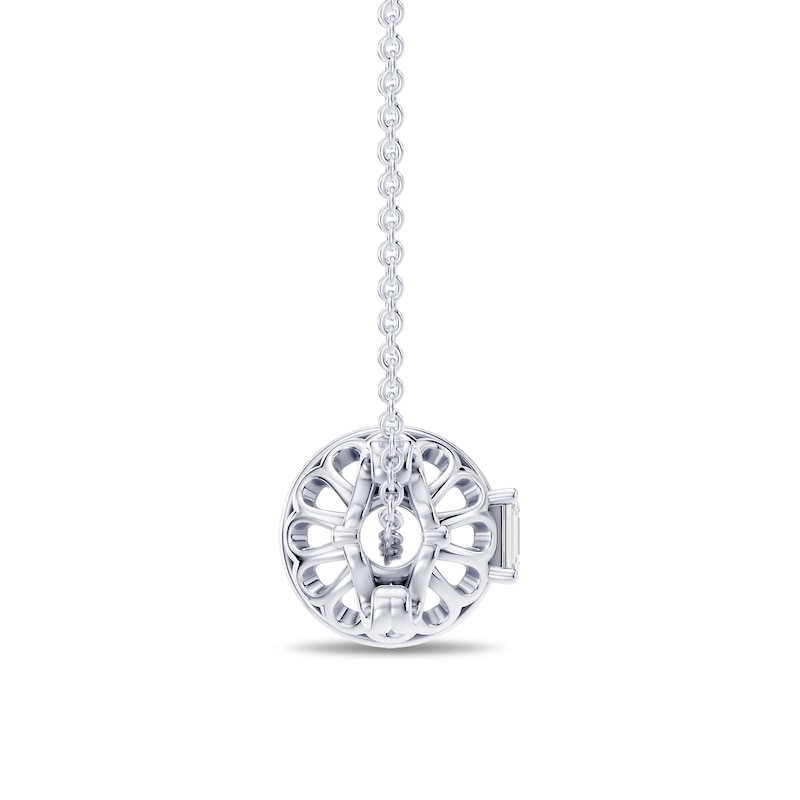 Enchanted Disney Cinderella 0.23 CT. T.W. Emerald-Cut Lab-Grown Diamond Carriage Necklace in Sterling Silver (F/VS2) - 17"