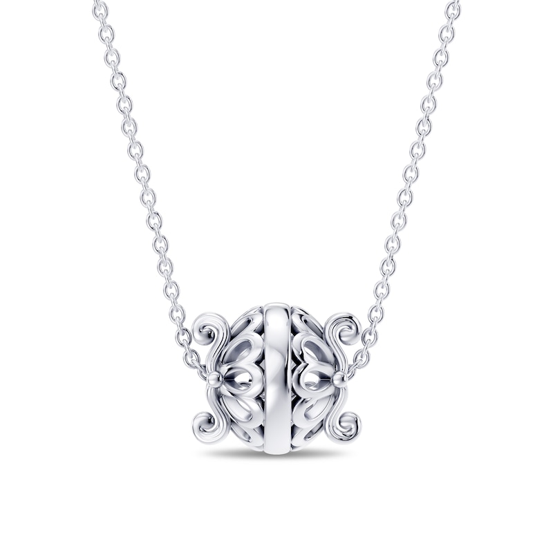 Enchanted Disney Cinderella 0.23 CT. T.W. Emerald-Cut Lab-Grown Diamond Carriage Necklace in Sterling Silver (F/VS2) - 17"