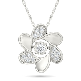 Unstoppable Love™ 0.14 CT. T.W. Lab-Grown Diamond Flower Necklace in Sterling Silver (F/VS2) - 18"