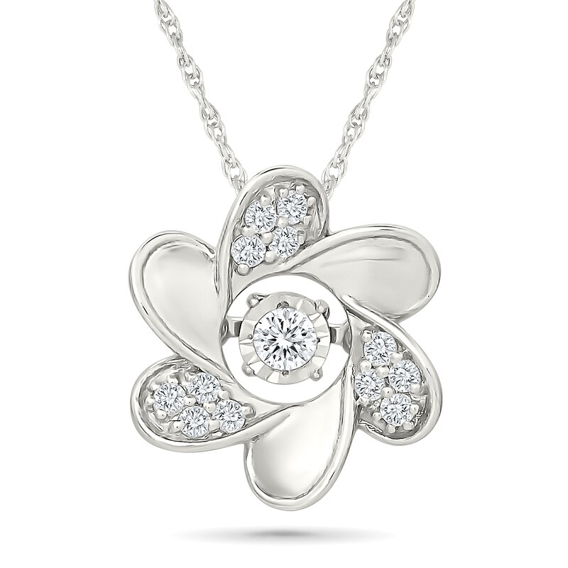 Unstoppable Love™ 0.14 CT. T.W. Lab-Grown Diamond Flower Necklace in Sterling Silver (F/VS2) - 18"