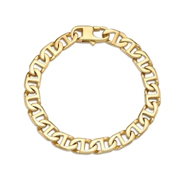 10.0mm Mariner Link Chain Bracelet in Stainless Steel with Yellow Ion Plate- 9"
