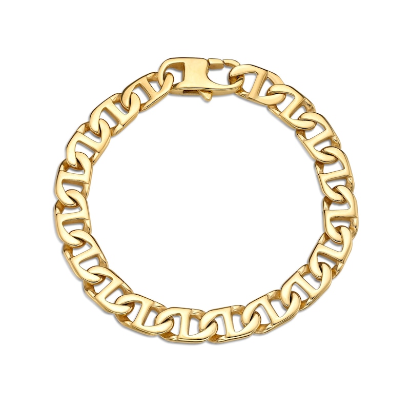 Main Image 1 of 10.0mm Mariner Link Chain Bracelet in Stainless Steel with Yellow Ion Plate- 9"