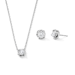 1.00 CT. T.W. Lab-Grown Diamond Solitaire Necklace and Earrings Set in Sterling Silver (F/SI2)