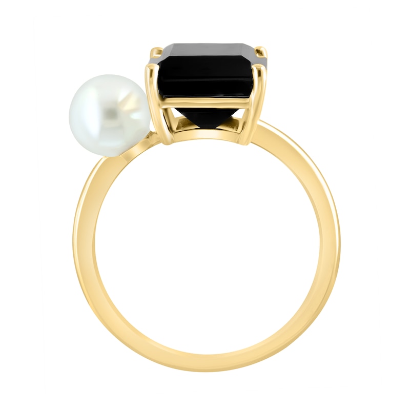 EFFY™ Collection Emerald-Cut Black Onyx and Cultured Pearl Ring 14K Gold