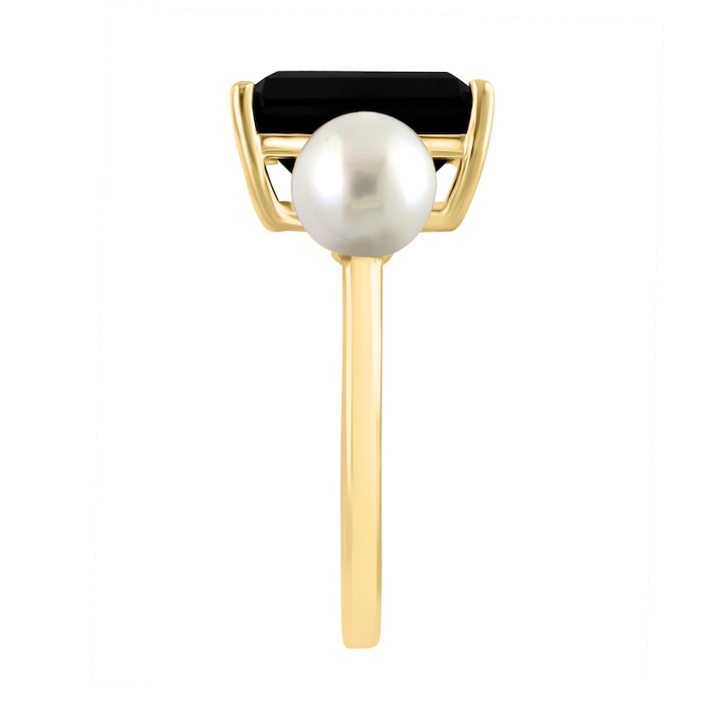 EFFY™ Collection Emerald-Cut Black Onyx and Cultured Pearl Ring 14K Gold