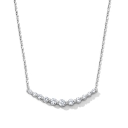 0.50 CT. T.W. Diamond Graduated Curved Bar Necklace in 10K White Gold - 16.85"
