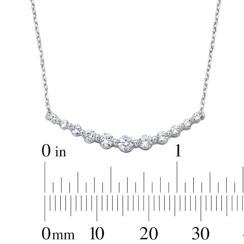 0.50 CT. T.W. Diamond Graduated Curved Bar Necklace in 10K White Gold - 16.85"