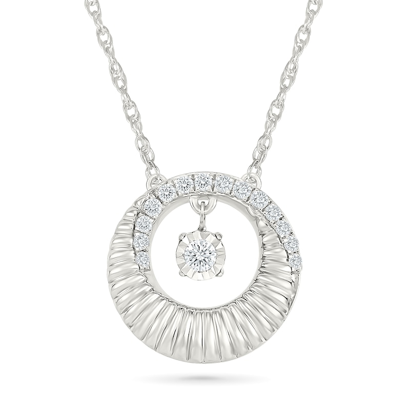 Unstoppable Love 0.145 CT. T.W. Lab-Grown Diamond Textured Twist Frame Necklace in Sterling Silver - 18"
