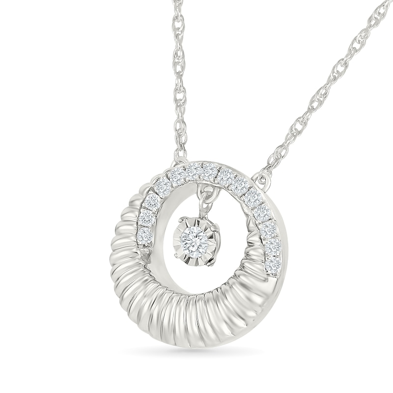 Unstoppable Love 0.145 CT. T.W. Lab-Grown Diamond Textured Twist Frame Necklace in Sterling Silver - 18"