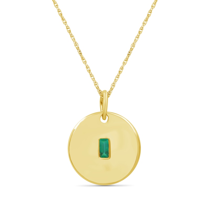 Emerald-Cut Emerald Necklace and 0.29 CT. T.W. Diamond Disc Necklace in 14K Gold - 18"