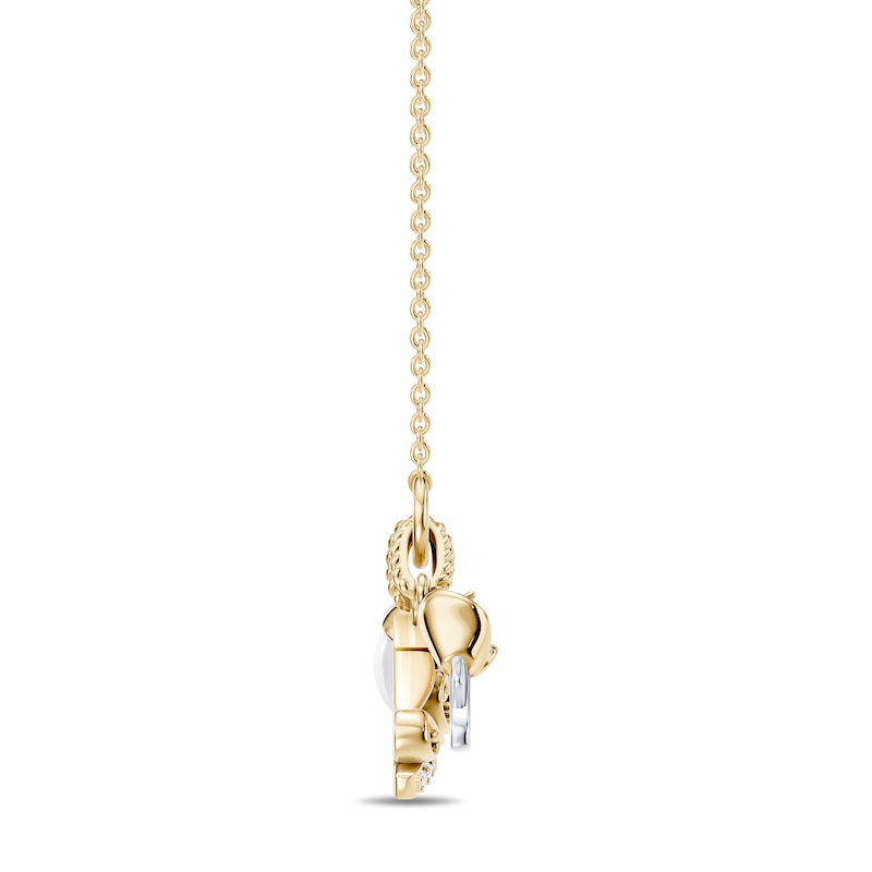 Enchanted Disney Belle Cultured Pearl and Lab-Grown Diamond Accent Charm Necklace in Sterling Silver with 14K Yellow Gold Plate (F/VS2) - 18"