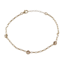 Enchanted Disney Belle Lab-Grown Diamond Accent Rose Station Bracelet in 14K Yellow Gold-Plated Sterling Silver (F/VS2) - 7.5"
