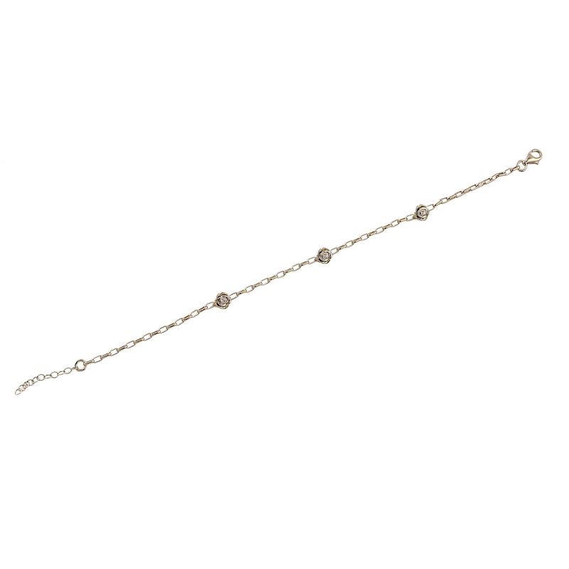 Enchanted Disney Belle Lab-Grown Diamond Accent Rose Station Bracelet in 14K Yellow Gold-Plated Sterling Silver (F/VS2) - 7.5"