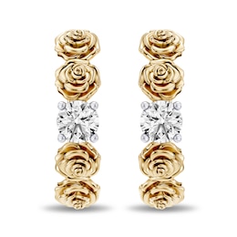 Enchanted Disney Belle 0.45 CT. T.W. Lab-Grown Diamond Rose Hoop Earrings in 14K Yellow Gold-Plated Sterling Silver