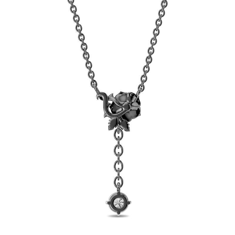 Enchanted Disney Villains Maleficent 0.23 CT. T.W. Lab-Grown Diamond Rose Drop Necklace in Sterling Silver (F/VS2) - 18"