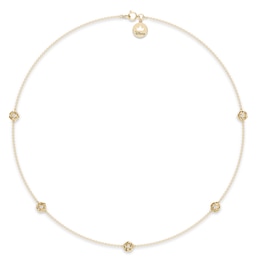 Enchanted Disney Belle Lab-Grown Diamond 0.09 CT. T.W.Rose Station Necklace in 14K Yellow Gold-Plated Sterling Silver (F/VS2) - 18"
