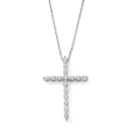 0.50 CT. T.W. Diamond Cross Necklace in 10K White Gold - 18"