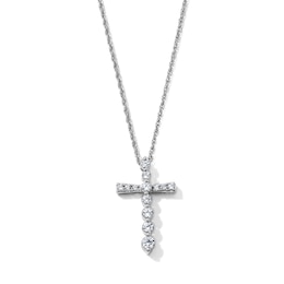 0.30 CT. T.W. Diamond Cross Necklace in 10K White Gold - 18"