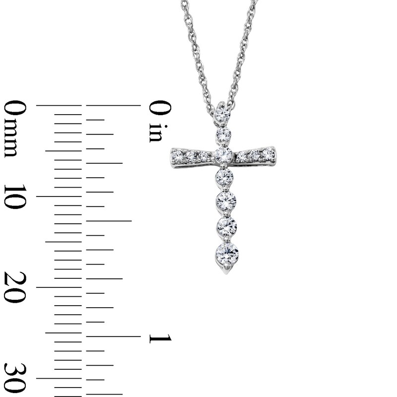 0.30 CT. T.W. Diamond Cross Necklace in 10K White Gold - 18"