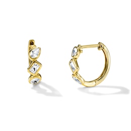 0.70 CT. T.W. Emerald-Cut, Pear-Shaped and Oval Lab-Grown Diamond Hoop Earrings in 10K Gold (F/SI2)