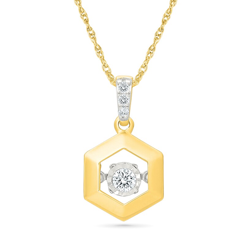 Unstoppable Love™ 0.08 CT. T.W. Lab-Grown Diamond Hexagon Frame Necklace in 10K Gold (F/VS2) - 18"