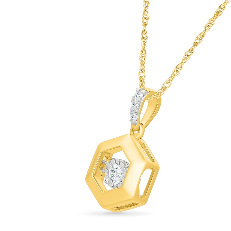 Unstoppable Love™ 0.08 CT. T.W. Lab-Grown Diamond Hexagon Frame Necklace in 10K Gold (F/VS2) - 18"