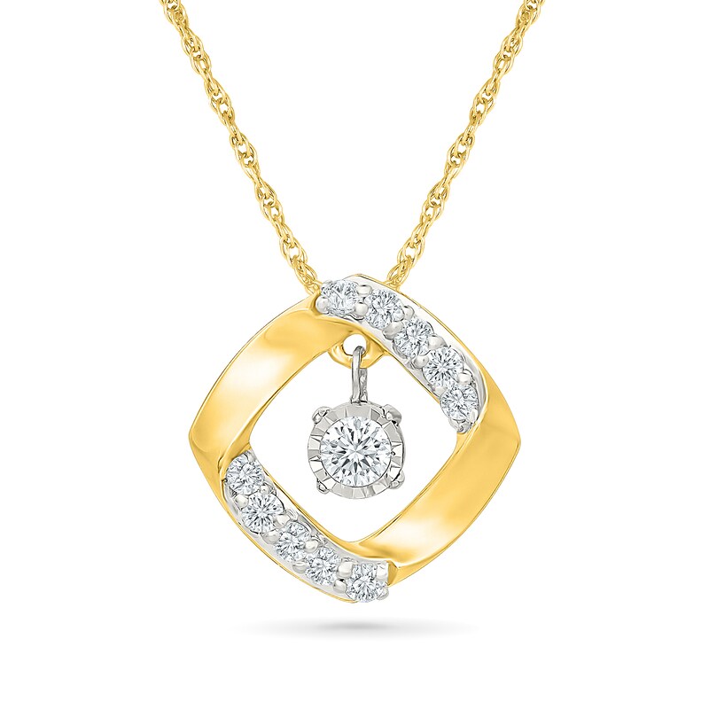 Unstoppable Love™ 0.18 CT. T.W. Lab-Grown Diamond Cushion Frame Necklace in 10K Gold (F/VS2) - 18"