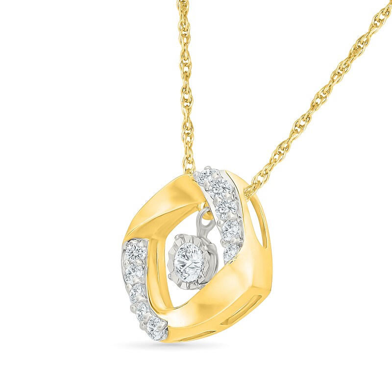 Unstoppable Love™ 0.18 CT. T.W. Lab-Grown Diamond Cushion Frame Necklace in 10K Gold (F/VS2) - 18"