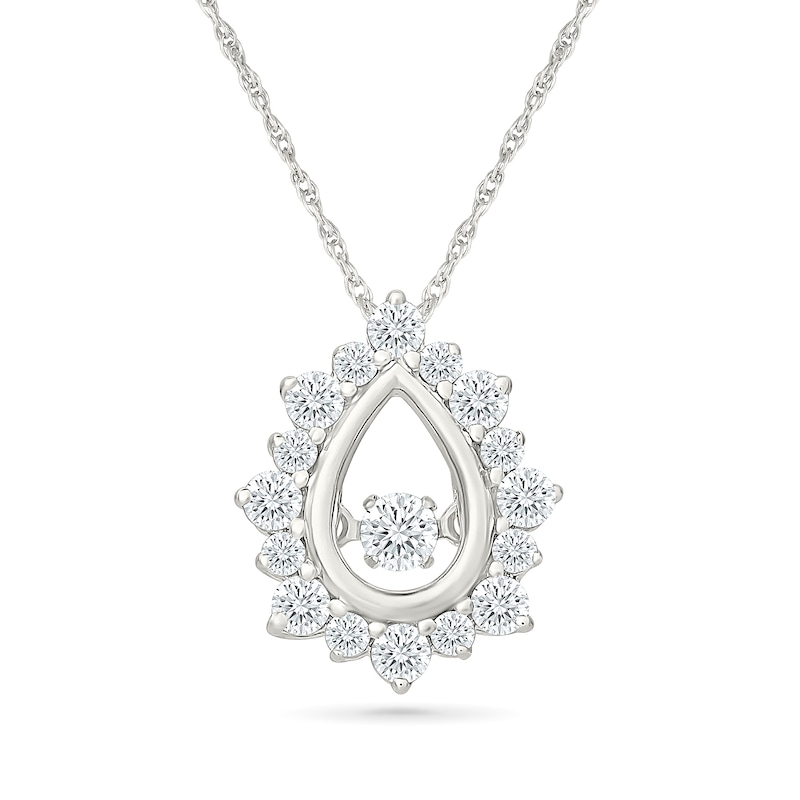 Unstoppable Love™ 0.45 CT. T.W. Lab-Grown Diamond Scalloped Frame Teardrop Necklace in 10K White Gold (F/VS2) - 18"