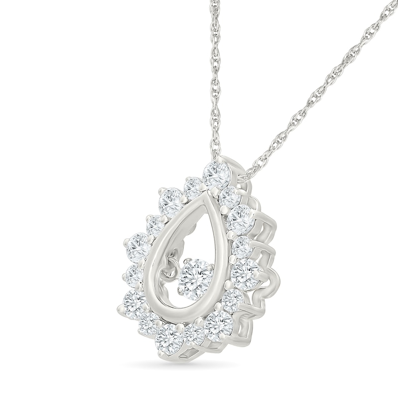 Unstoppable Love™ 0.45 CT. T.W. Lab-Grown Diamond Scalloped Frame Teardrop Necklace in 10K White Gold (F/VS2) - 18"