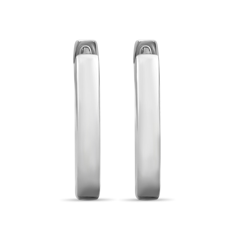 Lab-Created Ruby Channel Hoop Earrings in Sterling Silver