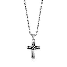 Celtic Knot Cross Necklace in Oxidized Stainless Steel - 24"