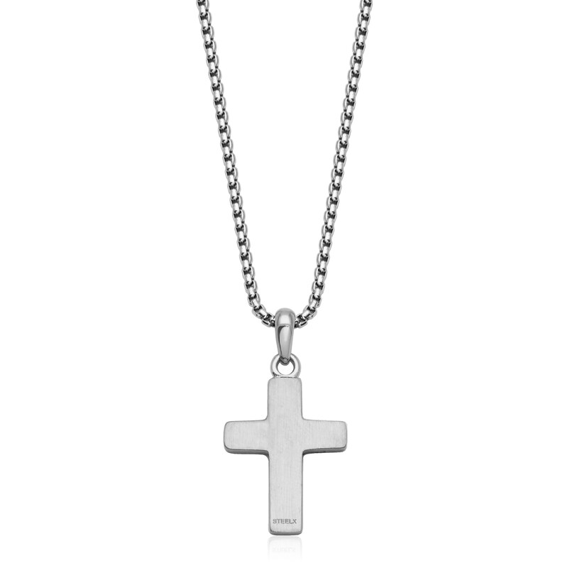 Celtic Knot Cross Necklace in Oxidized Stainless Steel - 24"