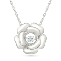 Unstoppable Love™ 0.085 CT. T.W. Lab-Grown Diamond Flower Frame Necklace in Sterling Silver (F/VS2) - 18"