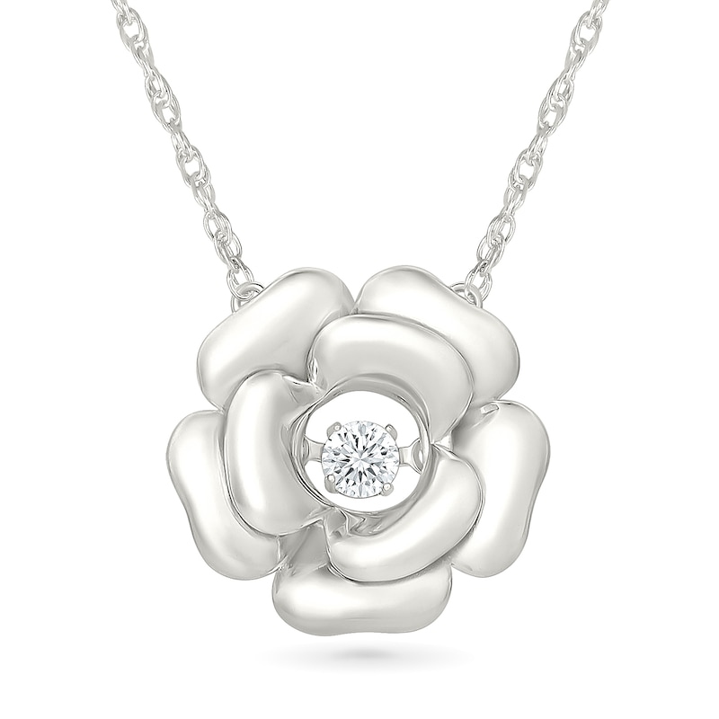 Unstoppable Love™ 0.085 CT. T.W. Lab-Grown Diamond Flower Frame Necklace in Sterling Silver (F/VS2) - 18"