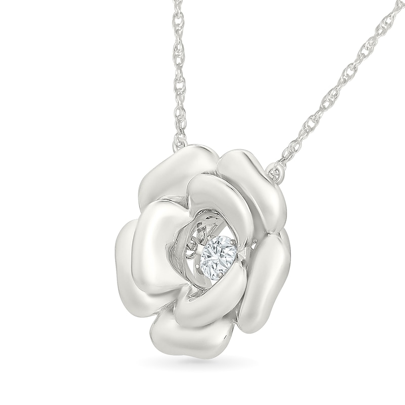 Unstoppable Love™ 0.085 CT. T.W. Lab-Grown Diamond Flower Frame Necklace in Sterling Silver (F/VS2) - 18"