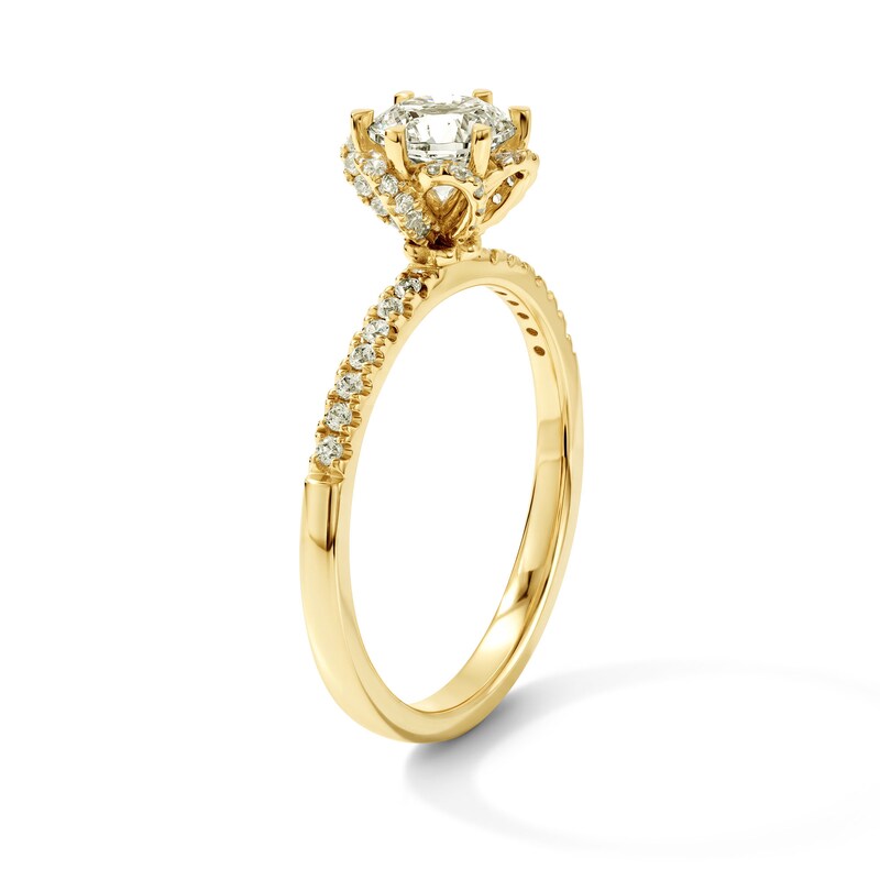 0.98 CT. T.W. Certified Diamond Floral Engagement Ring 18K Gold (F/SI2)