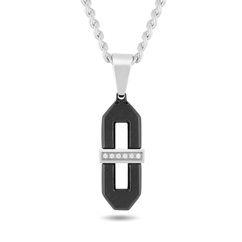 0.05 CT. T.W. Diamond Oval Necklace in Stainless Steel with Black Ion Plate - 24"