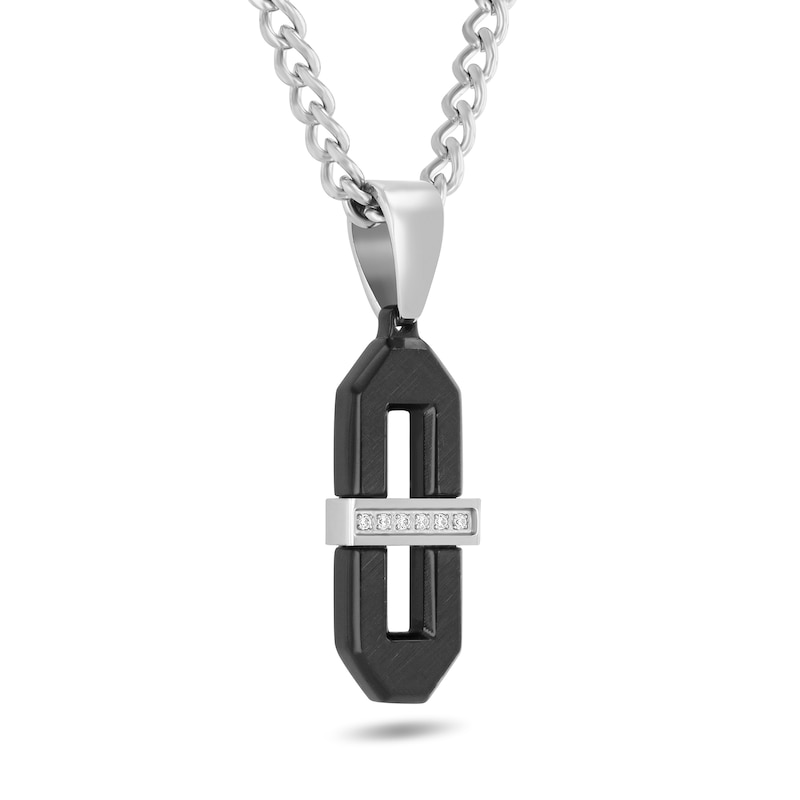 0.05 CT. T.W. Diamond Oval Necklace in Stainless Steel with Black Ion Plate - 24"