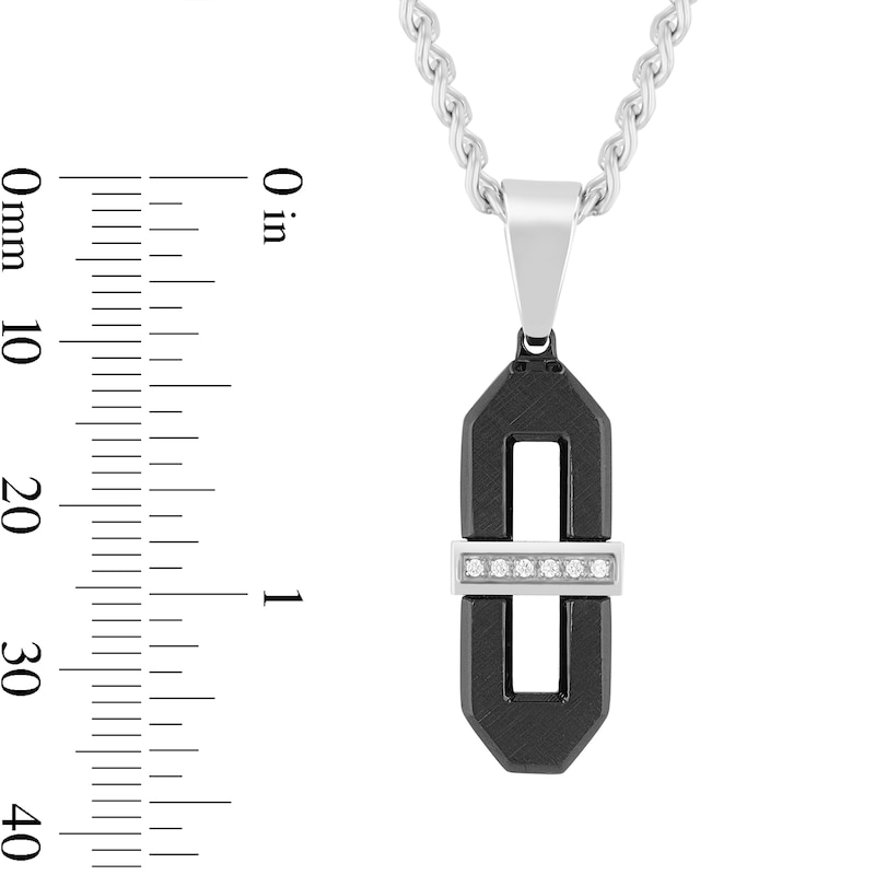 0.05 CT. T.W. Diamond Oval Necklace in Stainless Steel with Black Ion Plate - 24"