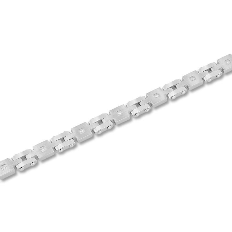 0.10 CT. T.W. Diamond Square Link Bracelet in Stainless Steel - 8.5"