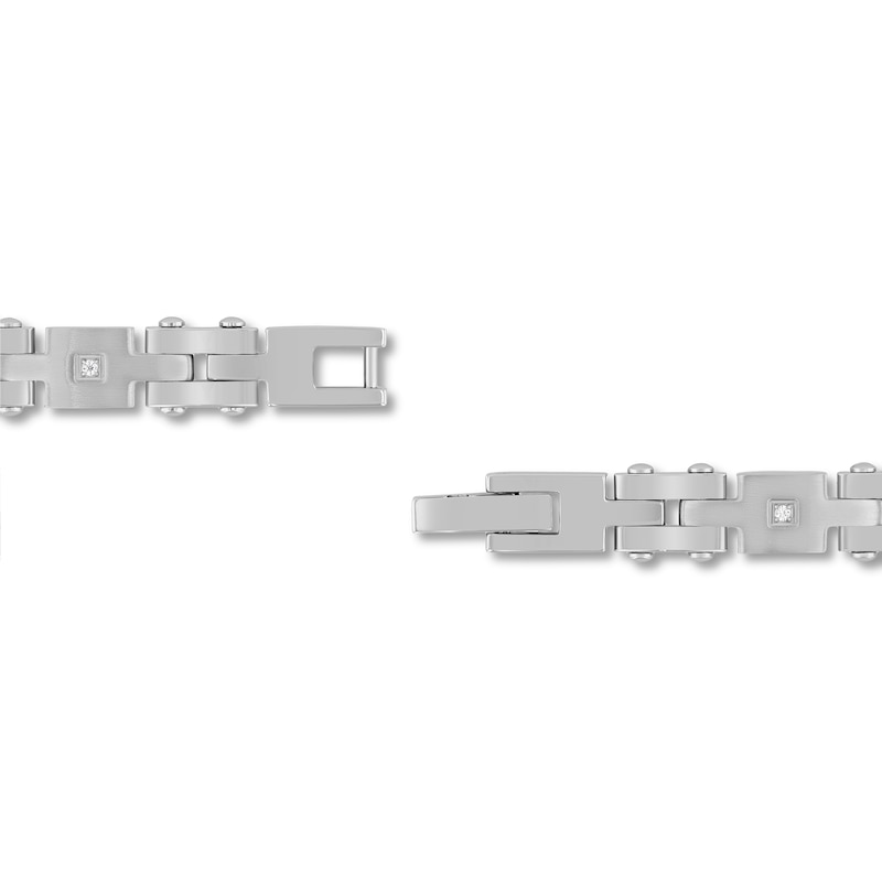 0.10 CT. T.W. Diamond Square Link Bracelet in Stainless Steel - 8.5"