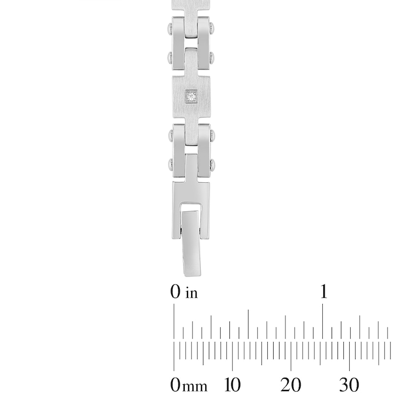 0.10 CT. T.W. Diamond Square Link Bracelet in Stainless Steel - 8.5"