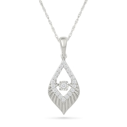 Unstoppable Love™ 0.145 CT. T.W. Lab-Grown Diamond Textured Frame Teardrop Necklace in Sterling Silver (F/VS2) - 18"