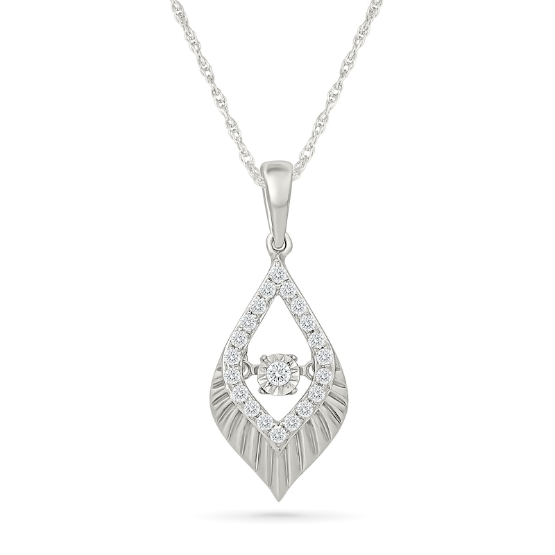 Unstoppable Love™ 0.145 CT. T.W. Lab-Grown Diamond Textured Frame Teardrop Necklace in Sterling Silver (F/VS2) - 18"