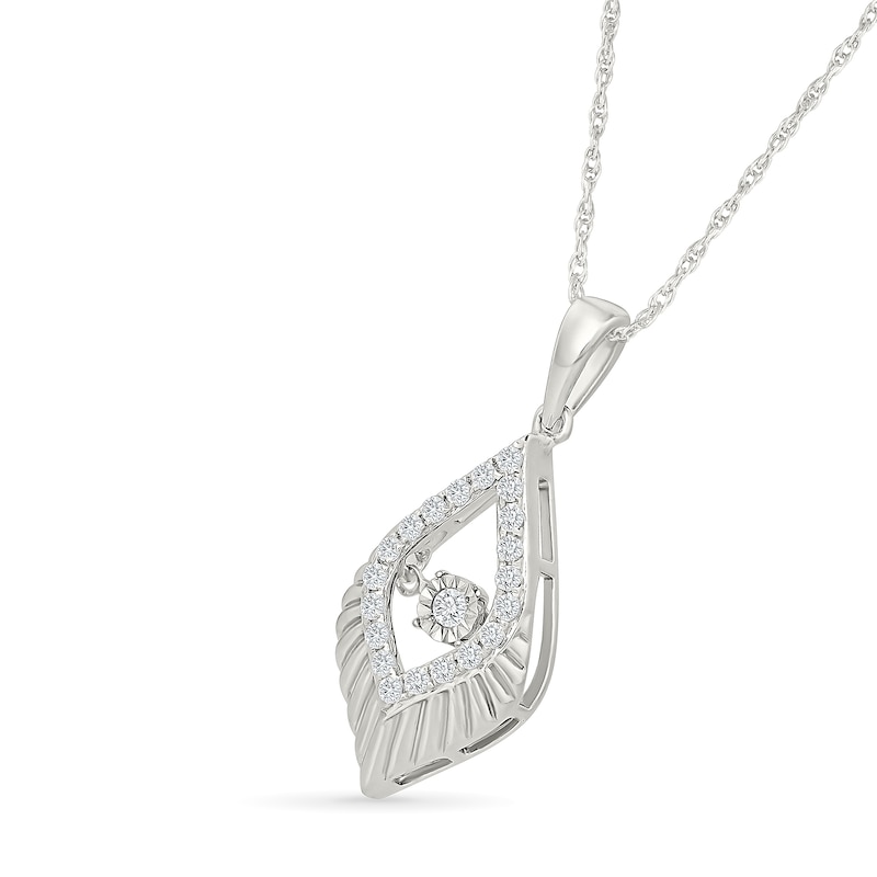 Unstoppable Love™ 0.145 CT. T.W. Lab-Grown Diamond Textured Frame Teardrop Necklace in Sterling Silver (F/VS2) - 18"