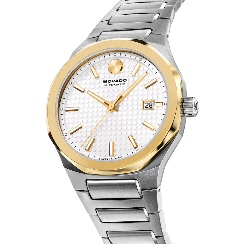 Men's Movado Centurion Two-Tone Stainless Steel Watch with White Dial (Model: 0607970)