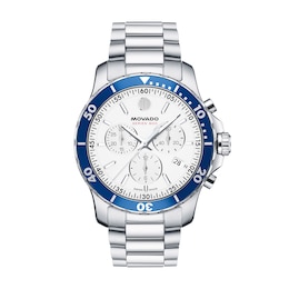 Men's Movado Series 800 Chronograph Stainless Steel Watch with White Dial (Model: 2600195)
