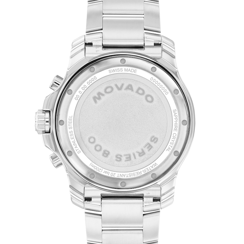 Men's Movado Series 800 Chronograph Stainless Steel Watch with White Dial (Model: 2600195)